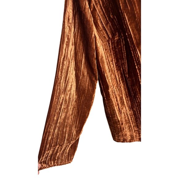 Venezia Womens Velvet Embellished Tunic Top Brown Long Sleeve Boho Blouse 14/16 - Picture 9 of 11